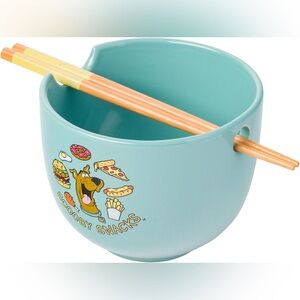 Scooby Doo Snacks Ceramic Bowl with Chopsticks- New